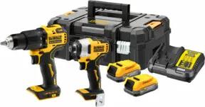 DEWALT 18V XR Akku-Kombopack (bürstenlos) inkl. Schlagbohrschrauber DCD709, 1/4" Schlagschrauber DCF809, 2x Powerstack Akku (18 Volt / 1,7 Ah) mit Pouch-Akku Technologie DCK2062E2T-QW