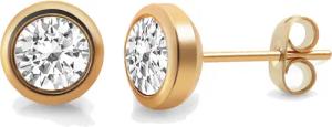 Zeeme Paar Ohrstecker "Edelstahl rosé-vergoldet mit weißem Zirkonia-Stein 7mm"
