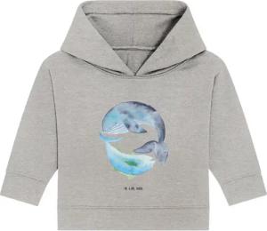 Mr. & Mrs. Panda Hoodie Walfisch Thunfisch 12. - 18. Monat - Heather Grey - Geschenk, Baby Ho (1-tlg) BIO-Qualität