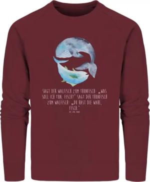 Mr. & Mrs. Panda Longpullover Walfisch Thunfisch Größe L - Burgundy - Geschenk, Pullover Männer, Fl (1-tlg) Einzigartige Designs