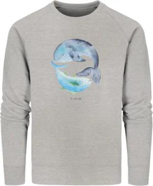 Mr. & Mrs. Panda Longpullover Walfisch Thunfisch Größe XS - Heather Grey - Geschenk, Gute Laune, Sp (1-tlg) Einzigartige Designs