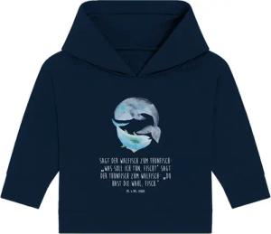 Mr. & Mrs. Panda Hoodie Walfisch Thunfisch 12. - 18. Monat - French Navy - Geschenk, Tiermoti (1-tlg) Hochwertig und kuschelig