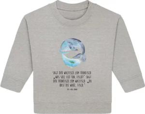 Mr. & Mrs. Panda Longpullover Walfisch Thunfisch 24. - 36. Monat - Heather Grey - Geschenk, Baby Bu (1-tlg) Niedliche Designs