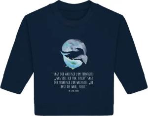 Mr. & Mrs. Panda Longpullover Walfisch Thunfisch 24. - 36. Monat - French Navy - Geschenk, Tiermoti (1-tlg) Nachhaltig produziert