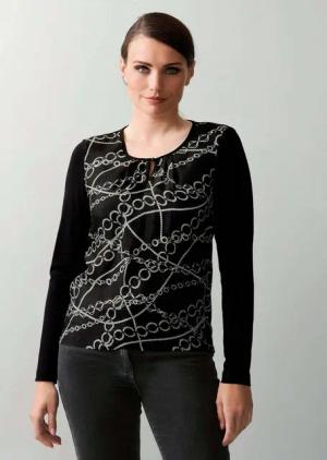 Alba Moda Shirtbluse Blusenshirt mit Kettendruck