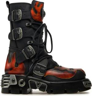 NEW ROCK Schnürstiefel M-107-S1 Schwarz