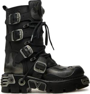 NEW ROCK Schnürstiefel M-107-S2 Schwarz