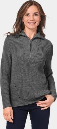 GOLDNER Strickpullover Sportiver Troyer mit Baumwollanteil