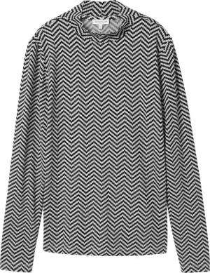 TOM TAILOR Damen Langarmshirt mit LENZING™ ECOVERO™, grau, Gemustert, Gr. XXL
