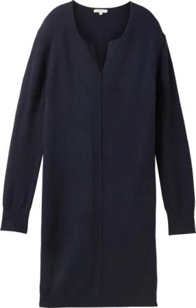 TOM TAILOR Damen Strickkleid mit Wollanteil, blau, Uni, Gr. 46