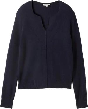 TOM TAILOR Damen Weicher Strick Pullover mit Wollanteil, blau, Uni, Gr. XS