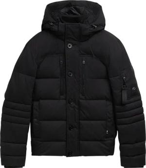 TOM TAILOR Herren Pufferjacke mit abnehmbarer Kapuze, schwarz, Uni, Gr. XXL