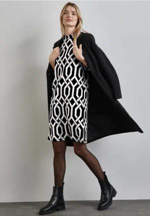 Street One Frauen Jaquard-Kleid in Schwarz, Gr: 46