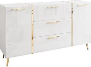 ALLHOUSE24 Kommode DIAMANT 158 cm Breite Hochglanz GOLD Sideboard Möbel BERLIN