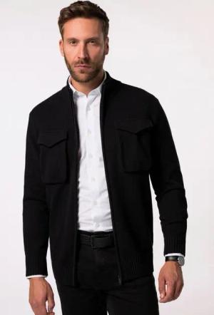 JP1880 Poloshirt Strickjacke Pattentaschen Stehkragen Zipper