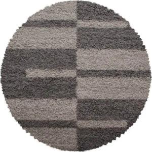 Stilvoll Günstig Hochflor-Teppich für Wohnzimmer und Schlafzimmer Kariertes Design, Rund, Höhe: 30 mm