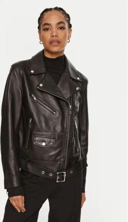 Boss Lederjacke Safiyana 50518257 Schwarz Oversize