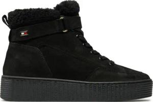 Tommy Hilfiger Sneakers Faux Fur Nubuck Low Lace-Up FW0FW08172 Schwarz