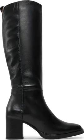 Tommy Hilfiger Stiefel Long Boot Mid Wrapped Lthr Heel FW0FW08099 Schwarz