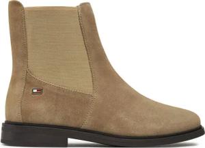 Tommy Hilfiger Klassische Stiefeletten Flag Suede Low Chelsea FW0FW08176 Beige