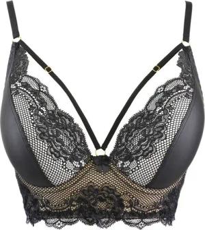 Axami Bügel-BH Bustier in schwarz Spitze BH Kunstleder (einzeln, 1-tlg)