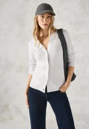 Cecil Damen Cardigan mit Rippen-Struktur in Grau, Gr: XXL
