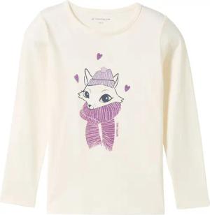 TOM TAILOR Mädchen Langarmshirt mit Print, weiß, Print, Gr. 92/98