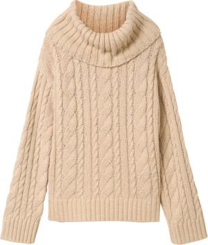 TOM TAILOR Damen Lockerer Pullover mit recycelter Wolle, braun, Uni, Gr. XL