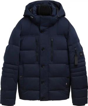 TOM TAILOR Herren Pufferjacke mit abnehmbarer Kapuze, blau, Uni, Gr. L