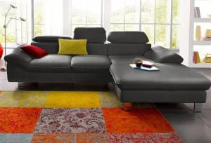 COTTA Polstergarnitur Driver, (Set), bestehend aus Ecksofa und Hocker, mit Kopfteilverstellung