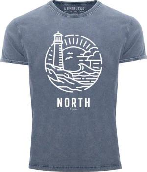 Neverless Print-Shirt Neverless® Herren T-Shirt Vintage Shirt Printshirt Logo Outline Art mit Print