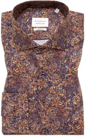 Eterna Langarmhemd - gemustertes Hemd - Freizeithemd mit AOP - Twill-Hemd