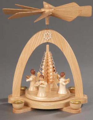 Albin Preissler Weihnachtspyramide "4 Engel mit Spanbaum, Weihnachtsdeko", Made in Germany