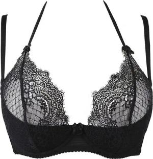 Axami Push-up-BH Transparenter BH schwarz mit Spitze mit Bügeln (einzeln, 1-tlg)