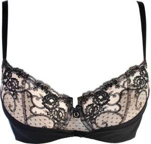 Axami Balconnet-BH Bügel-BH in schwarz-beige mit Spitze Blumenmuster (einzeln, 1-tlg)