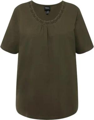 Ulla Popken Rundhalsshirt T-Shirt CutOut-Zierband Rundhals Halbarm