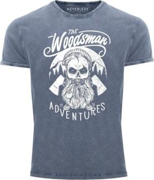 Neverless Print-Shirt Cooles Angesagtes Herren T-Shirt Vintage Shirt Lumberjack Woodsman mit Print