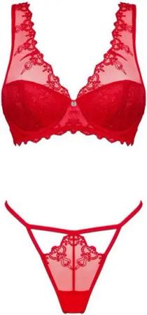 Obsessive Set: Bügel-BH BH-Set Lonesia rot Bügel-BH + String mit Spitze (Set)