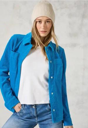 Cecil Damen Cord-Overshirt in Blau, Gr: XXL