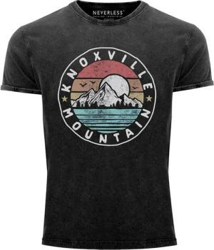 Neverless Print-Shirt Neverless® Herren T-Shirt Vintage Shirt Printshirt Knoxville Mountain mit Print