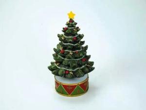 Musicboxworld Spieluhr Weihnachtsbaum auf grünem und rotem Sockel