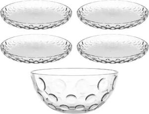 LEONARDO Schale Schalen-/Teller-Set, 5er Set CUCINA OPTIC, 4x Ø 18 cm & 1x Ø 22 cm, Glas, (Set, 5-tlg), spülmaschinengeeignet
