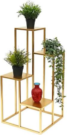 DanDiBo Blumenhocker Blumentreppe Metall Gold 82 cm Pflanzentreppe Blumenständer Modern