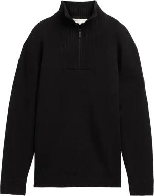 TOM TAILOR DENIM Herren Relaxed Troyer Strickpullover, schwarz, Uni, Gr. XS