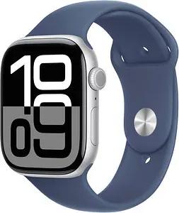 Apple Watch Series 10 46 mm Aluminium (GPS+Cellular) Sportarmband S/M denim, silber
