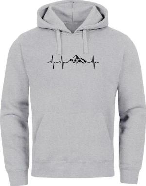 Neverless Hoodie Hoodie Herren Print Wandern Berge Herzschlag Outdoor Aufdruck Motiv