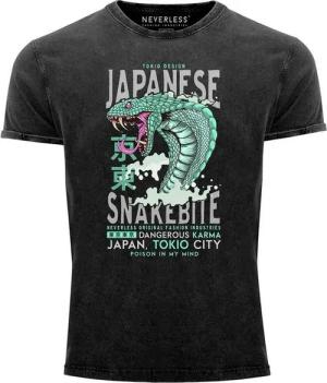 Neverless Print-Shirt Neverless® Herren T-Shirt Japanese Snakebite Kobra shirt Cobra mit Print
