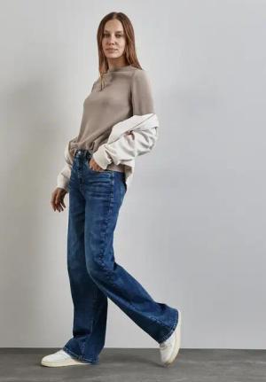 Street One Frauen Turtleneck Struktur-Shirt in Beige, Gr: 40