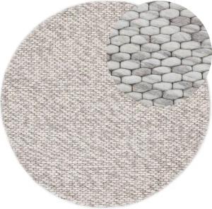 carpetfine Wollteppich "Sina", rund, 14 mm Höhe, grobe Struktur, Zeitloses Design, reine Wolle, Wohnzimmer