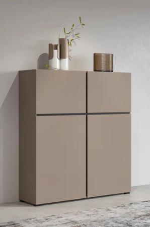 INOSIGN Highboard "Cross, moderne grifflose Hochkommode mit 4 Türen,Türkommode", Hochschrank, Höhe 139 cm mit viel Stauraum, Einlegeböden verstellbar